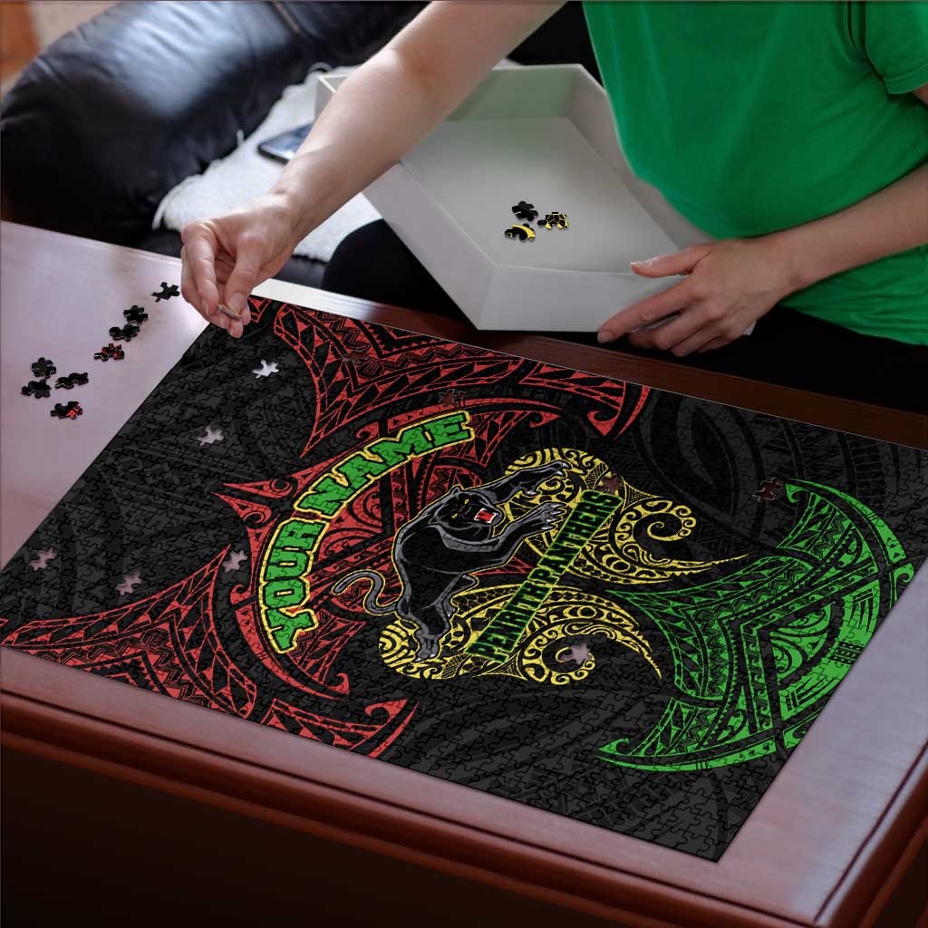 Personalized Penrith Panthers Puzzle Polynesian Tribal Pattern Style