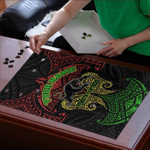 Personalized Penrith Panthers Puzzle Polynesian Tribal Pattern Style