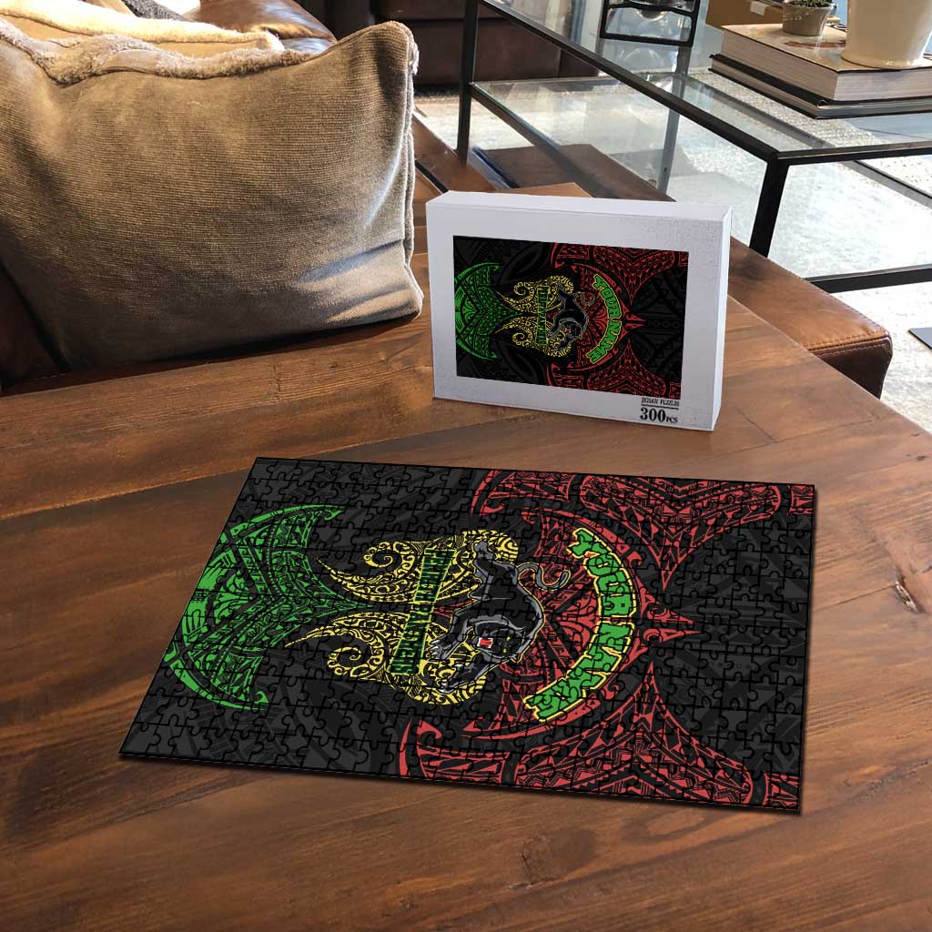 Personalized Penrith Panthers Puzzle Polynesian Tribal Pattern Style