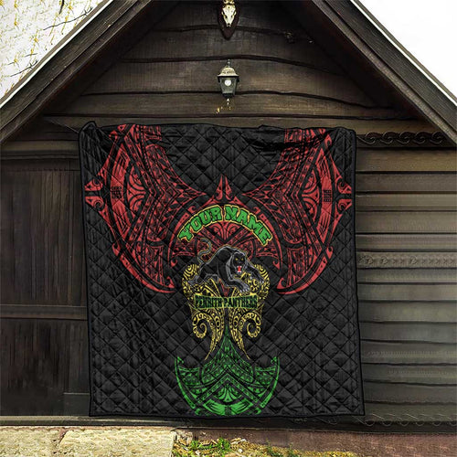 Personalized Penrith Panthers Quilt Polynesian Tribal Pattern Style