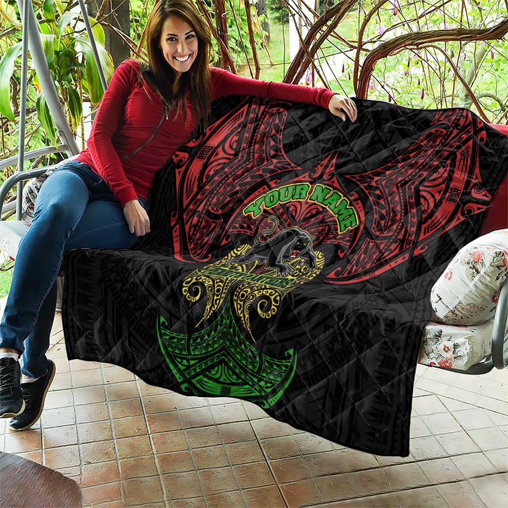 Personalized Penrith Panthers Quilt Polynesian Tribal Pattern Style