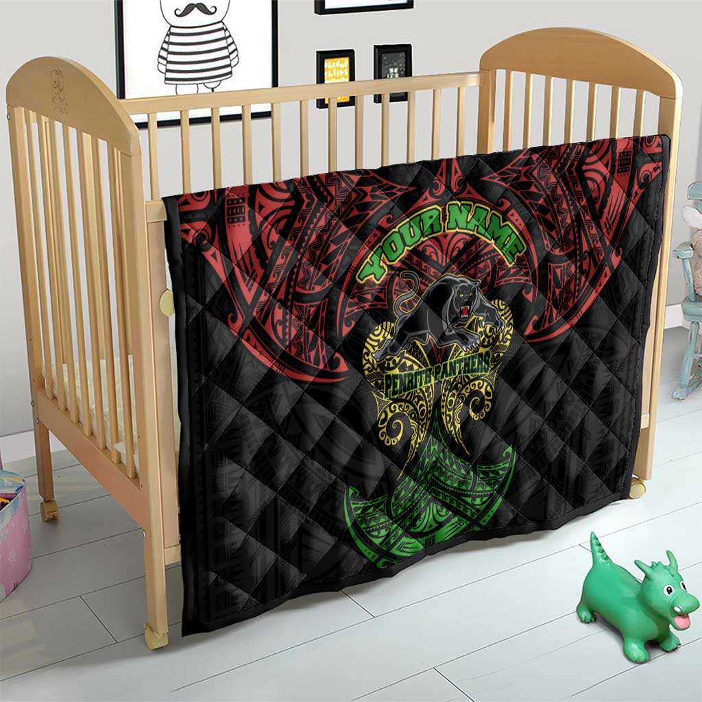 Personalized Penrith Panthers Quilt Polynesian Tribal Pattern Style