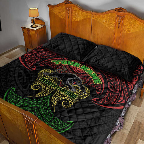 Personalized Penrith Panthers Quilt Bed Set Polynesian Tribal Pattern Style