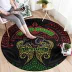 Personalized Penrith Panthers Round Carpet Polynesian Tribal Pattern Style