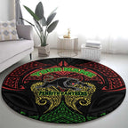 Personalized Penrith Panthers Round Carpet Polynesian Tribal Pattern Style