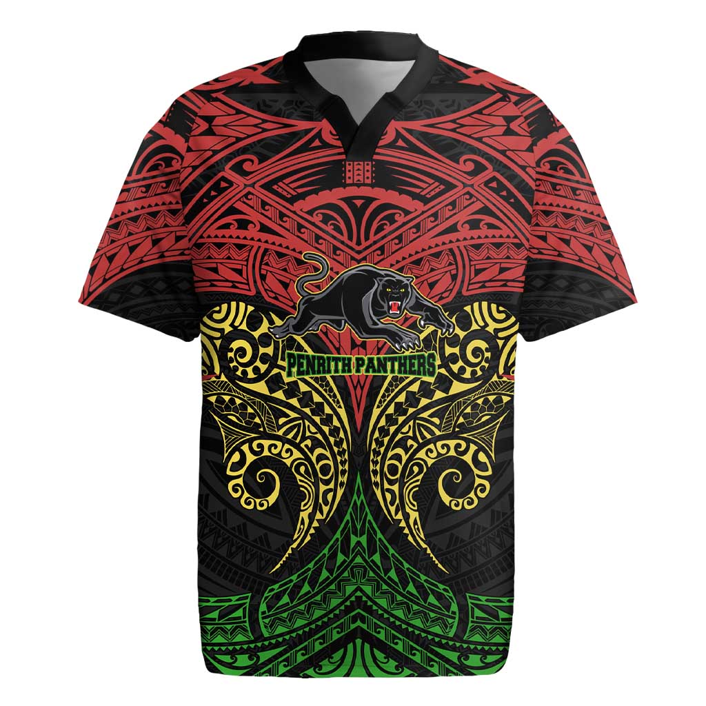 Personalized Penrith Panthers Rugby Jersey Polynesian Tribal Pattern Style