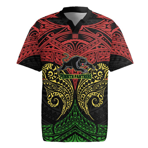 Personalized Penrith Panthers Rugby Jersey Polynesian Tribal Pattern Style