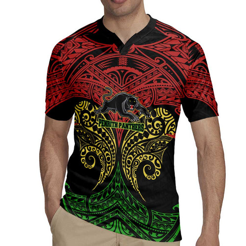 Personalized Penrith Panthers Rugby Jersey Polynesian Tribal Pattern Style
