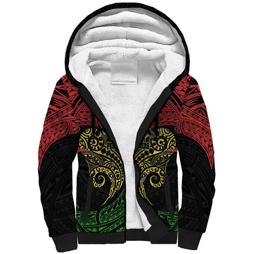 Personalized Penrith Panthers Sherpa Hoodie Polynesian Tribal Pattern Style