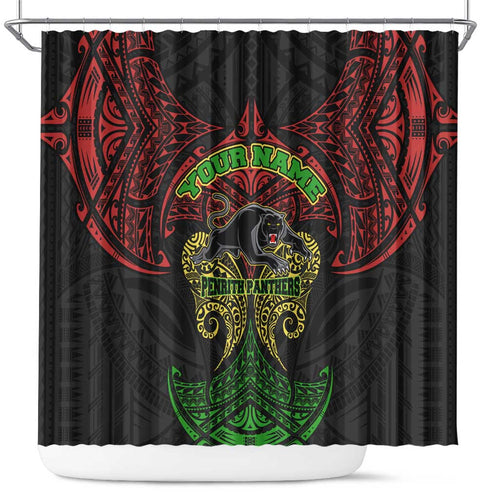 Personalized Penrith Panthers Shower Curtain Polynesian Tribal Pattern Style