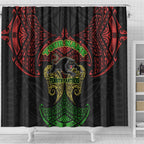 Personalized Penrith Panthers Shower Curtain Polynesian Tribal Pattern Style
