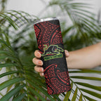 Personalized Penrith Panthers Skinny Tumbler Polynesian Tribal Pattern Style