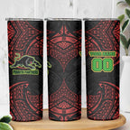 Personalized Penrith Panthers Skinny Tumbler Polynesian Tribal Pattern Style