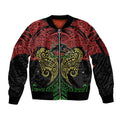 Personalized Penrith Panthers Sleeve Zip Bomber Jacket Polynesian Tribal Pattern Style