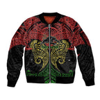 Personalized Penrith Panthers Sleeve Zip Bomber Jacket Polynesian Tribal Pattern Style