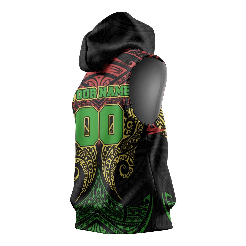 Personalized Penrith Panthers Sleeveless Hoodie Polynesian Tribal Pattern Style