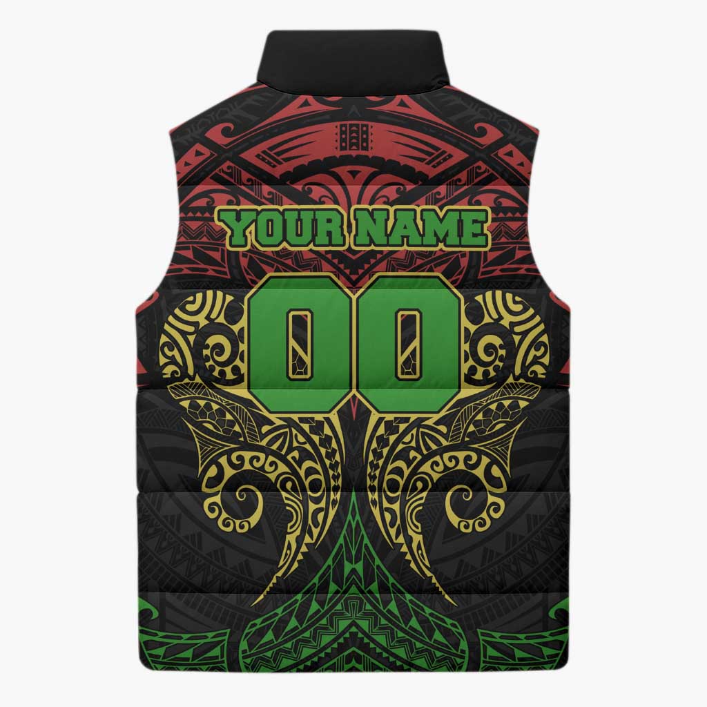 Personalized Penrith Panthers Sleeveless Puffer Jacket Polynesian Tribal Pattern Style