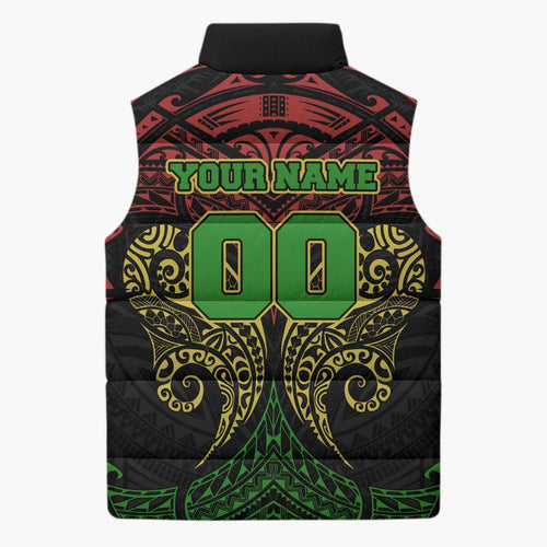 Personalized Penrith Panthers Sleeveless Puffer Jacket Polynesian Tribal Pattern Style