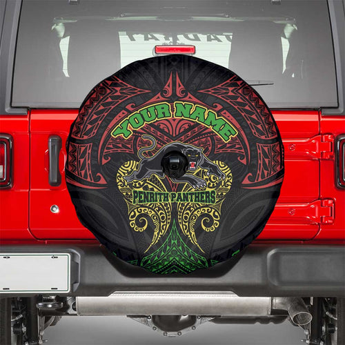 Personalized Penrith Panthers Spare Tire Cover Polynesian Tribal Pattern Style