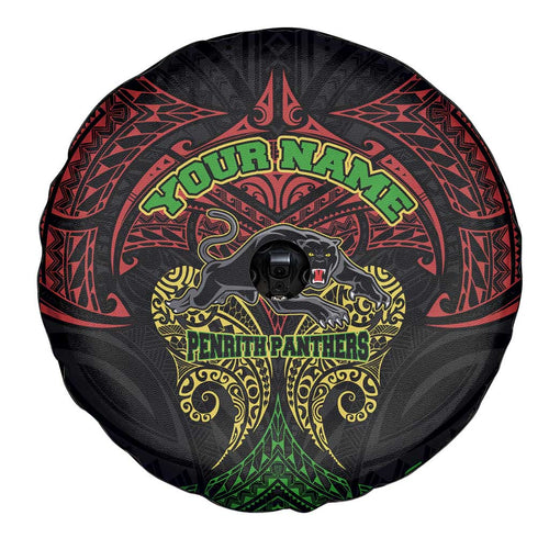 Personalized Penrith Panthers Spare Tire Cover Polynesian Tribal Pattern Style