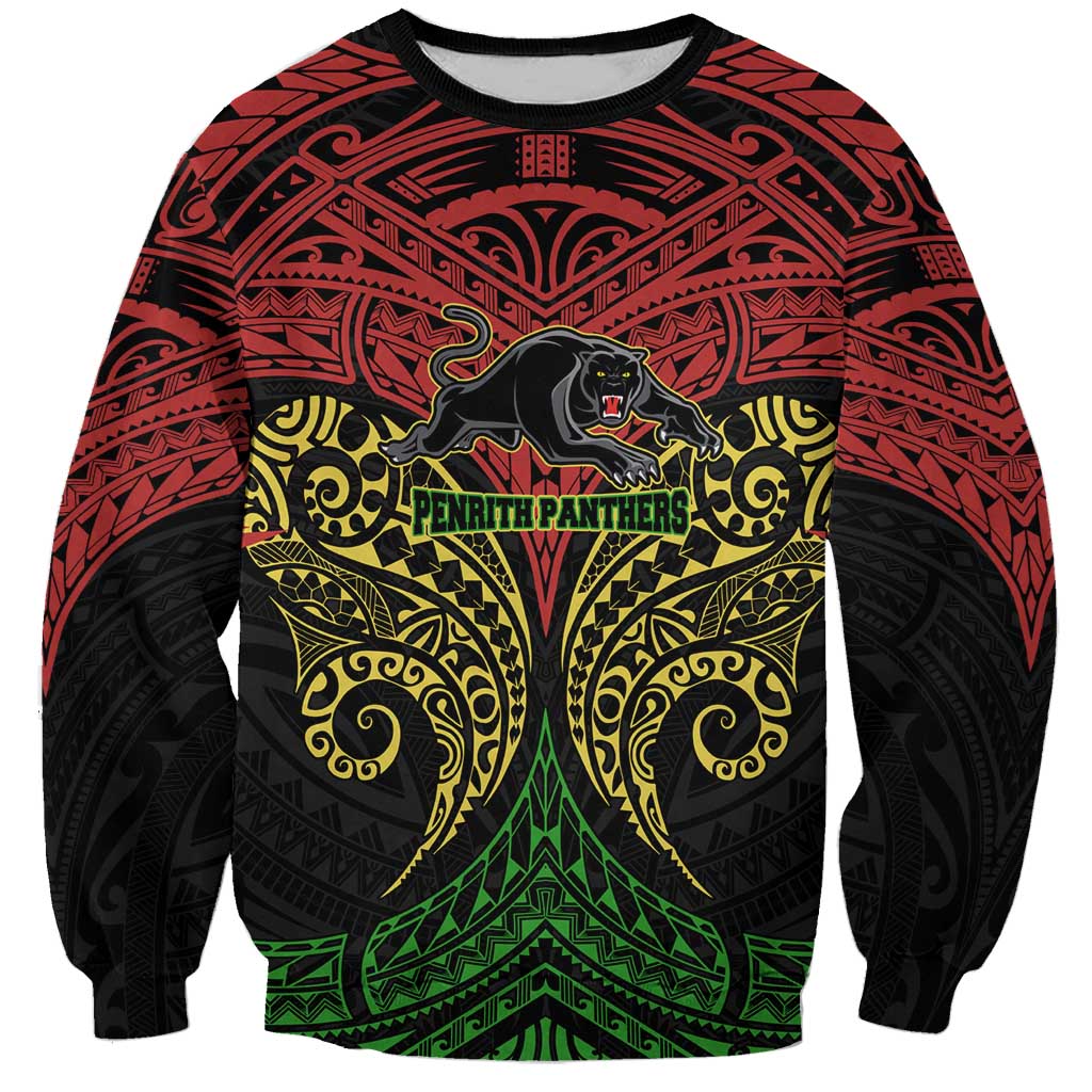 Personalized Penrith Panthers Sweatshirt Polynesian Tribal Pattern Style