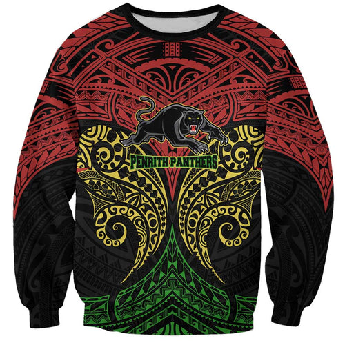 Personalized Penrith Panthers Sweatshirt Polynesian Tribal Pattern Style
