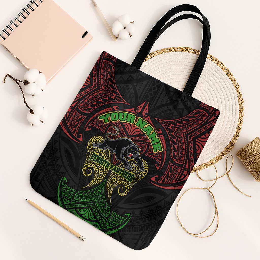 Personalized Penrith Panthers Tote Bag Polynesian Tribal Pattern Style