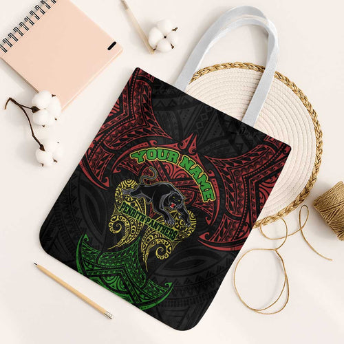Personalized Penrith Panthers Tote Bag Polynesian Tribal Pattern Style