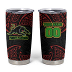 Personalized Penrith Panthers Tumbler Cup Polynesian Tribal Pattern Style