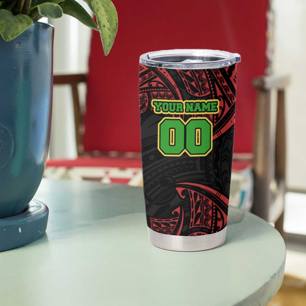 Personalized Penrith Panthers Tumbler Cup Polynesian Tribal Pattern Style