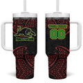 Personalized Penrith Panthers Tumbler With Handle Polynesian Tribal Pattern Style