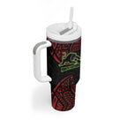 Personalized Penrith Panthers Tumbler With Handle Polynesian Tribal Pattern Style