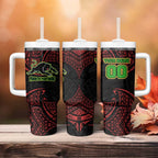 Personalized Penrith Panthers Tumbler With Handle Polynesian Tribal Pattern Style
