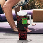 Personalized Penrith Panthers Tumbler With Handle Polynesian Tribal Pattern Style