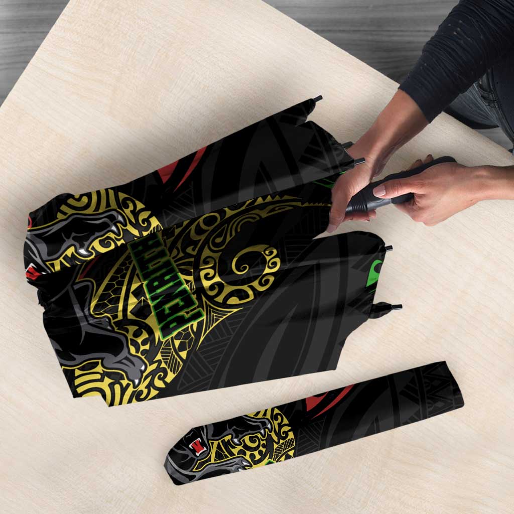 Personalized Penrith Panthers Umbrella Polynesian Tribal Pattern Style