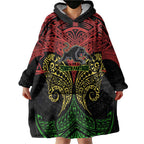 Personalized Penrith Panthers Wearable Blanket Hoodie Polynesian Tribal Pattern Style