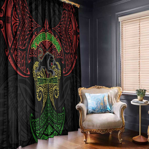 Personalized Penrith Panthers Window Curtain Polynesian Tribal Pattern Style