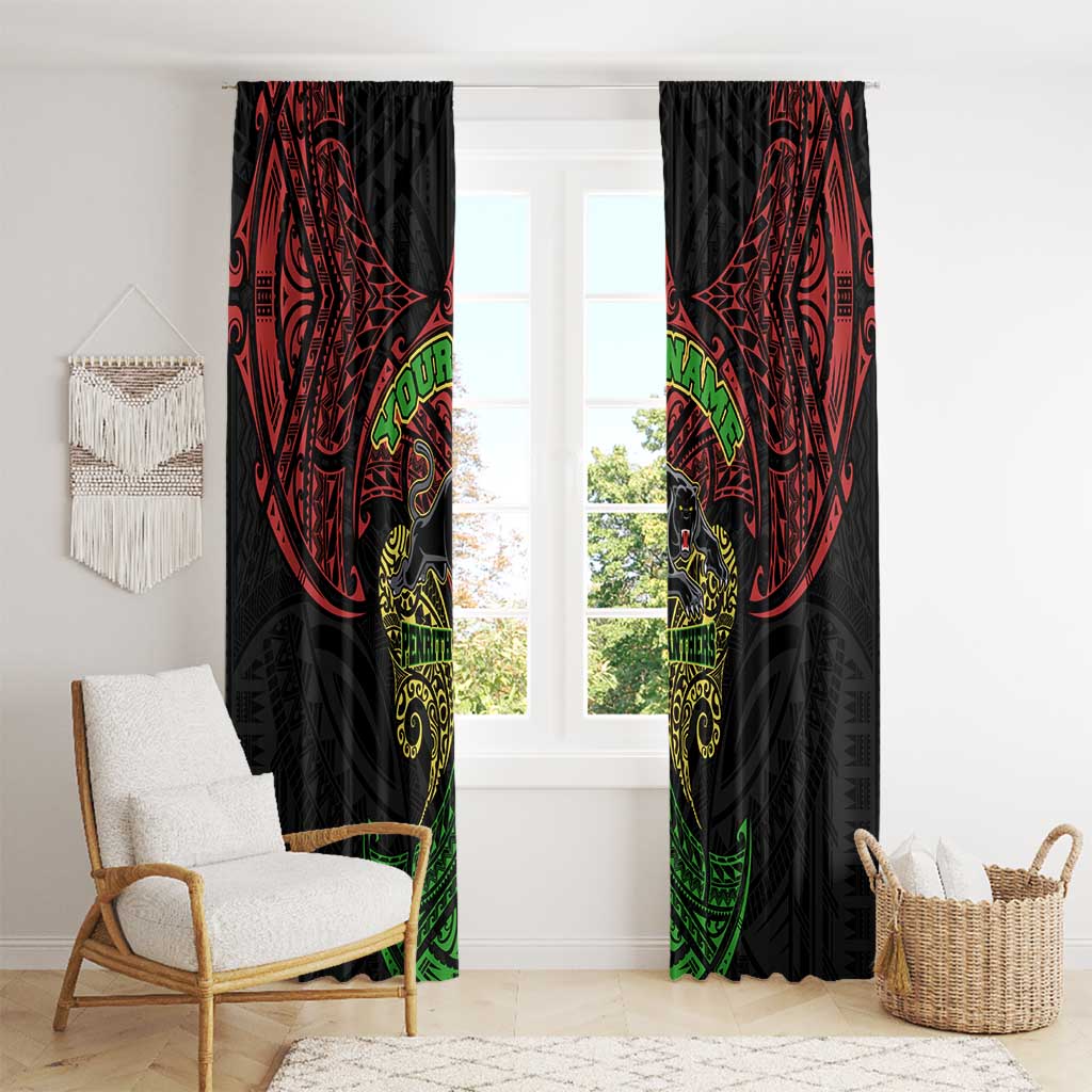 Personalized Penrith Panthers Window Curtain Polynesian Tribal Pattern Style