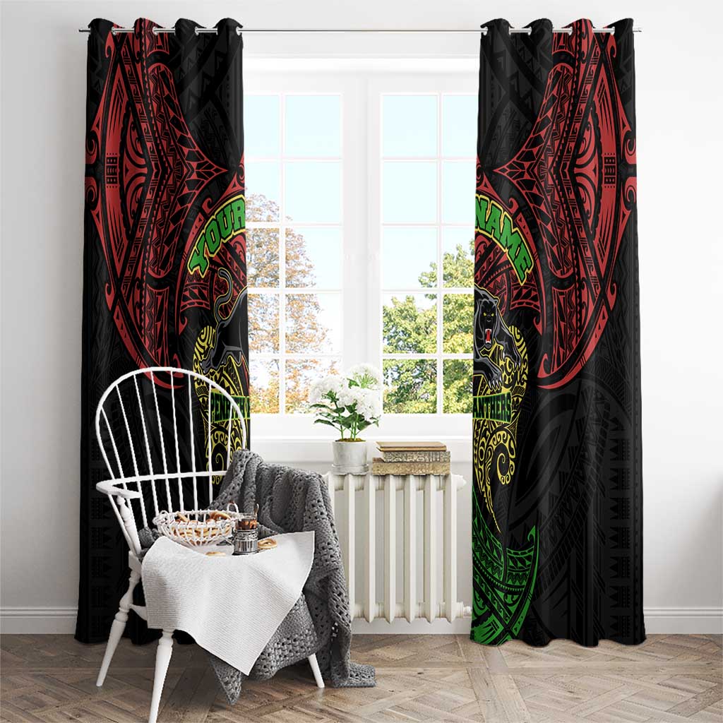 Personalized Penrith Panthers Window Curtain Polynesian Tribal Pattern Style