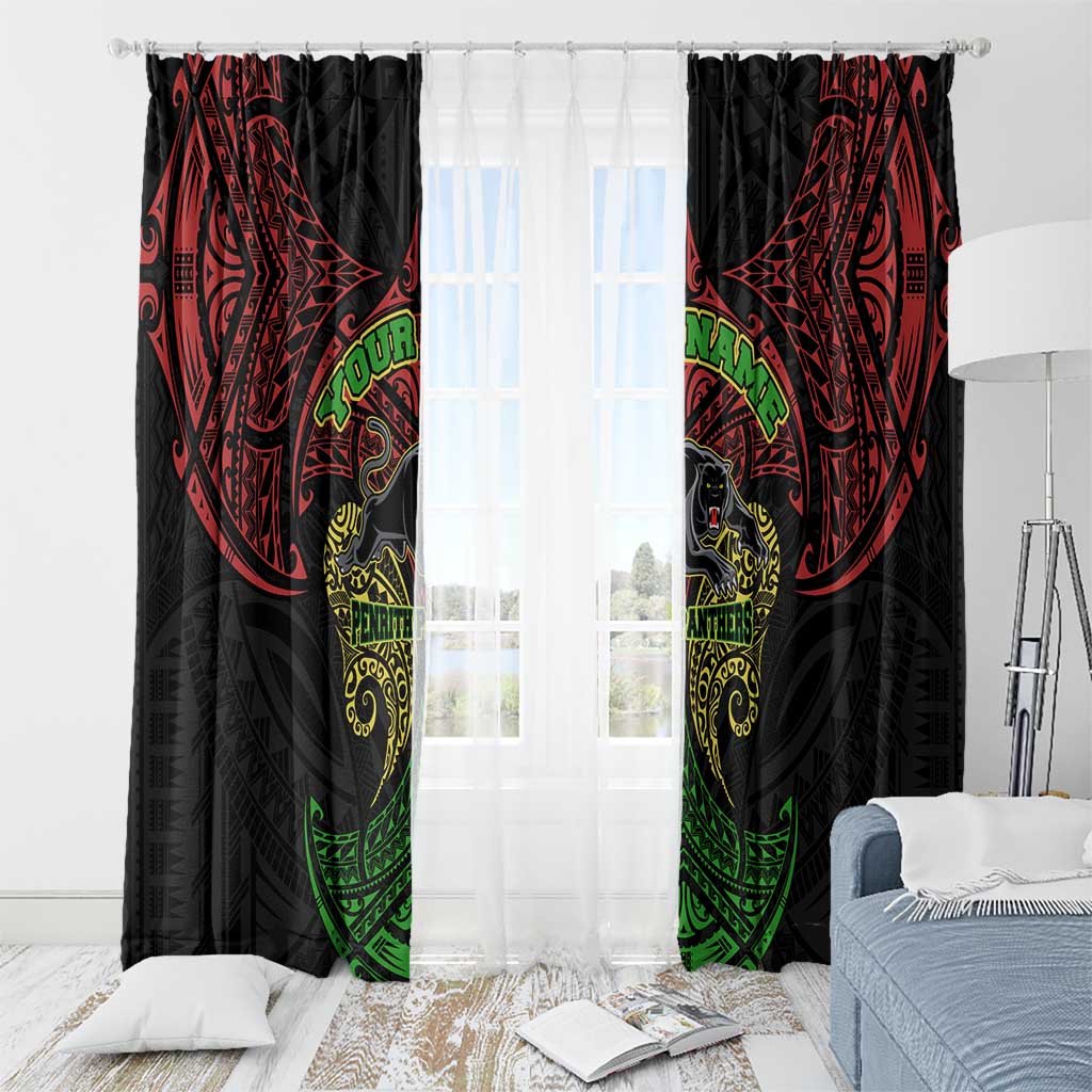 Personalized Penrith Panthers Window Curtain Polynesian Tribal Pattern Style