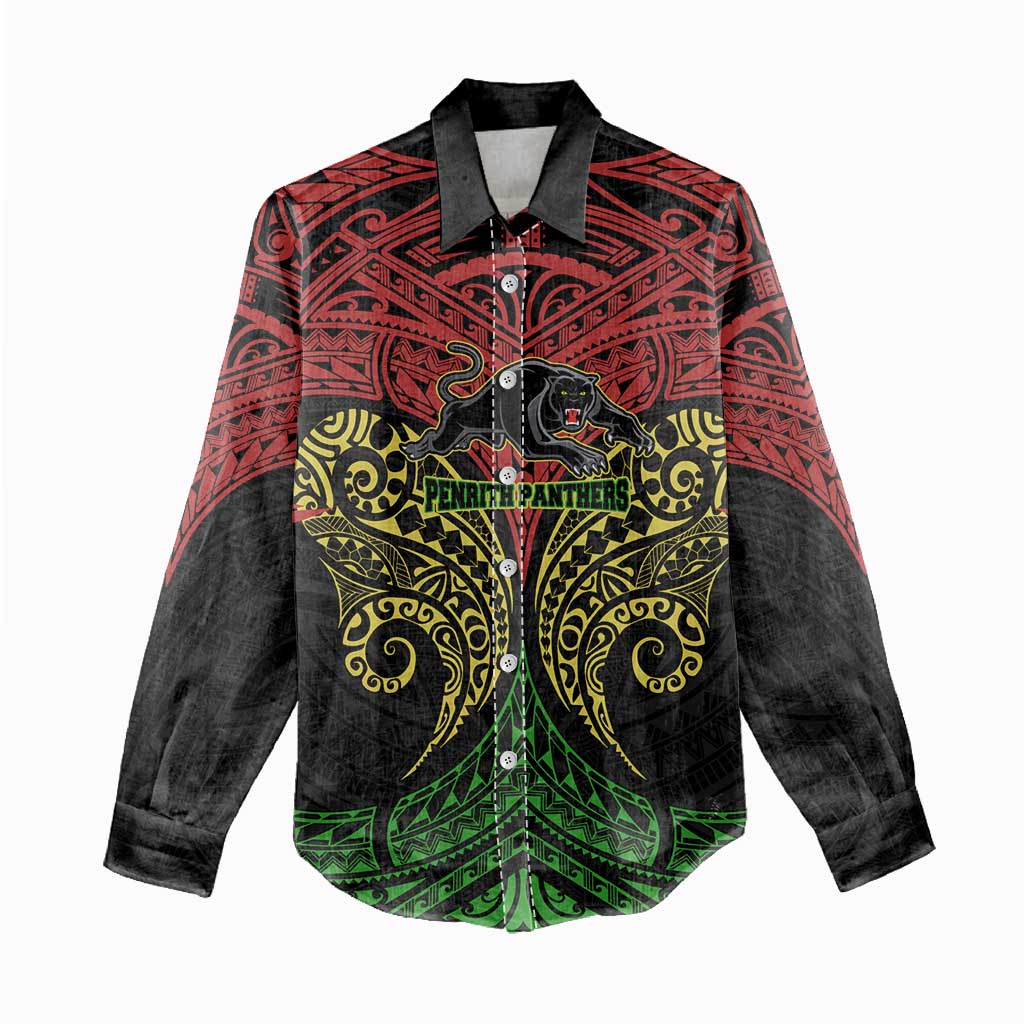 Personalized Penrith Panthers Women Casual Shirt Polynesian Tribal Pattern Style