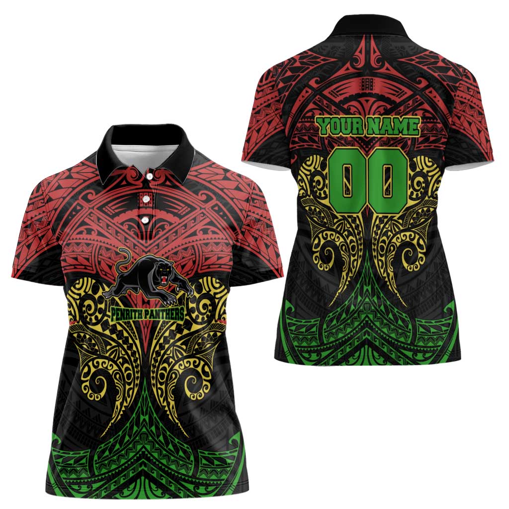 Personalized Penrith Panthers Women Polo Shirt Polynesian Tribal Pattern Style