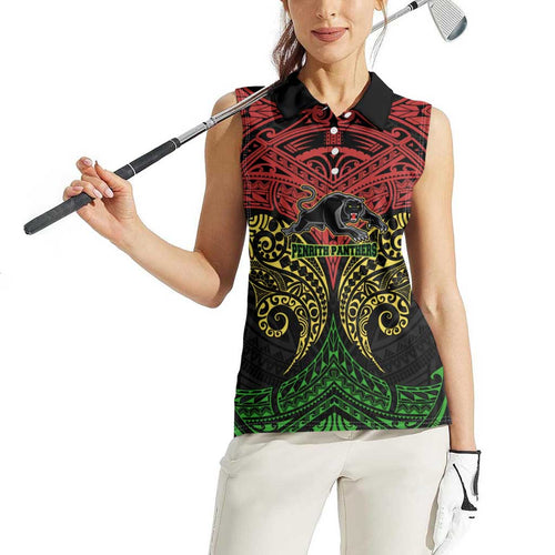 Personalized Penrith Panthers Women Sleeveless Polo Shirt Polynesian Tribal Pattern Style