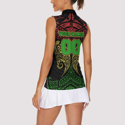 Personalized Penrith Panthers Women Sleeveless Polo Shirt Polynesian Tribal Pattern Style