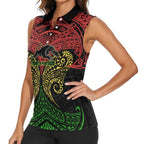 Personalized Penrith Panthers Women Sleeveless Polo Shirt Polynesian Tribal Pattern Style