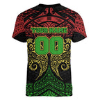 Personalized Penrith Panthers Women V-Neck T-Shirt Polynesian Tribal Pattern Style