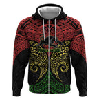 Personalized Penrith Panthers Zip Hoodie Polynesian Tribal Pattern Style