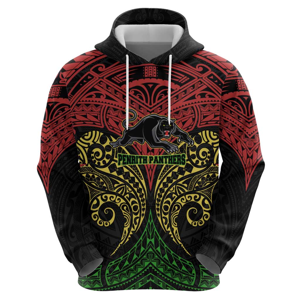 Personalized Penrith Panthers Zip Hoodie Polynesian Tribal Pattern Style