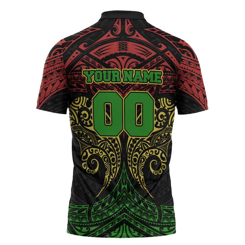 Personalized Penrith Panthers Zipper Polo Shirt Polynesian Tribal Pattern Style