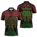Personalized Penrith Panthers Zipper Polo Shirt Polynesian Tribal Pattern Style